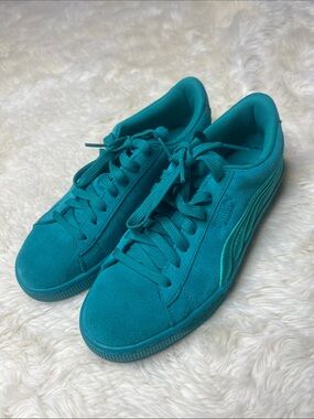 Puma Teal/Seafoam Kids' Suede Low-Top Sneakers
